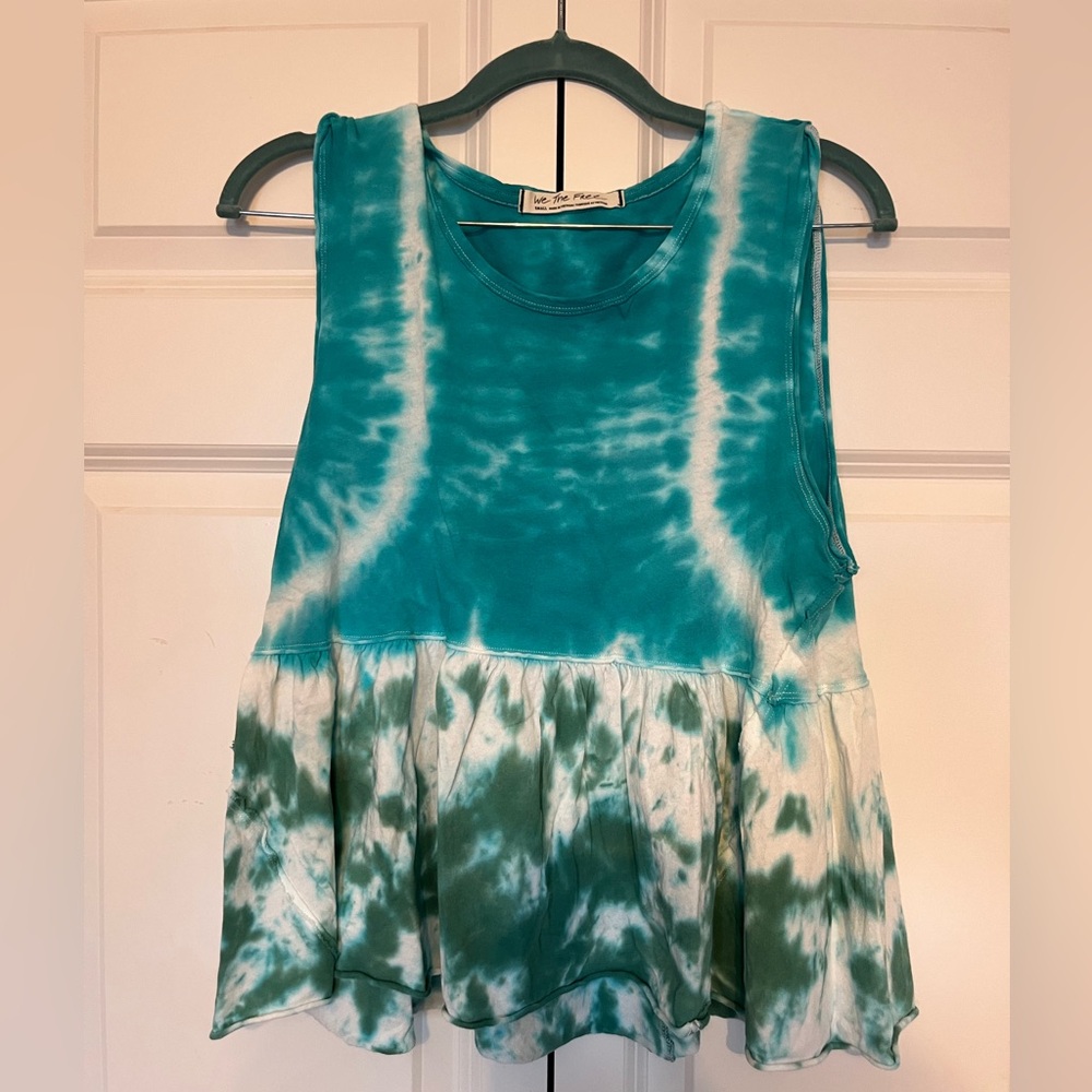 We The Free Blue and Green Tie-Dye Tank Top